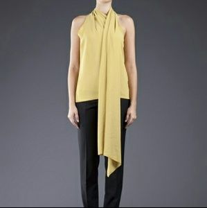 Halston Heritage sash top lemon yellow green